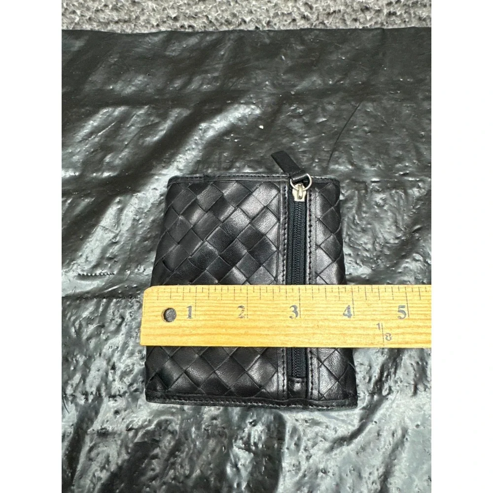 Neiman Marcus Mens Intrecciato Woven Leather Compact Trifold Wallet‎ Black
